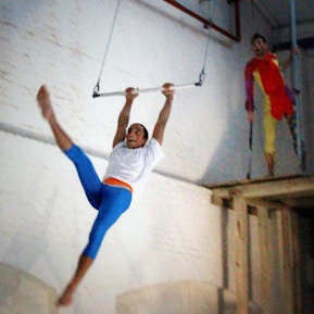 Flying Push-Ups on a Yoga Trapeze 